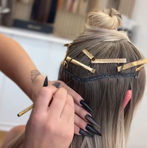 install butterfly weft extensions with beads