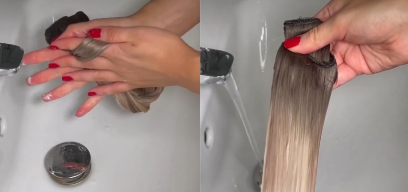 how to wash the clip in hair extensions