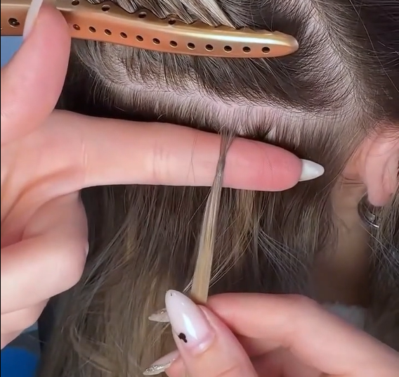 aplicar extensões de cabelo de ponta plana