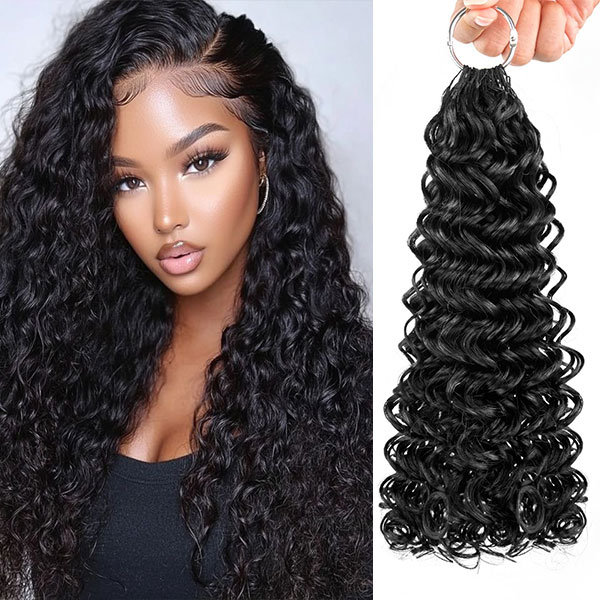 Pre Looped fjäder virkade hårförlängningar Gogo lockigt