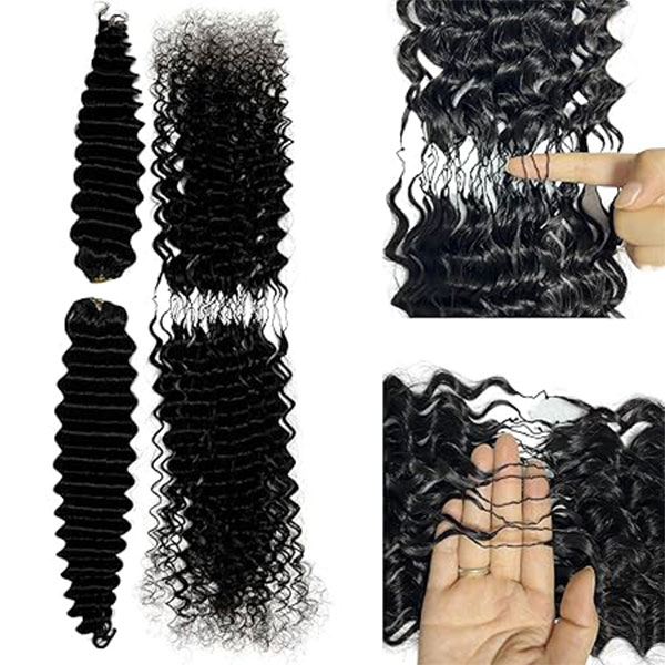 Remy Feather Crochet Human Hair Extension lös djup våg för svarta kvinnor