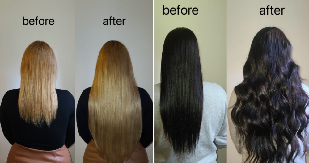 hair extension method before and after