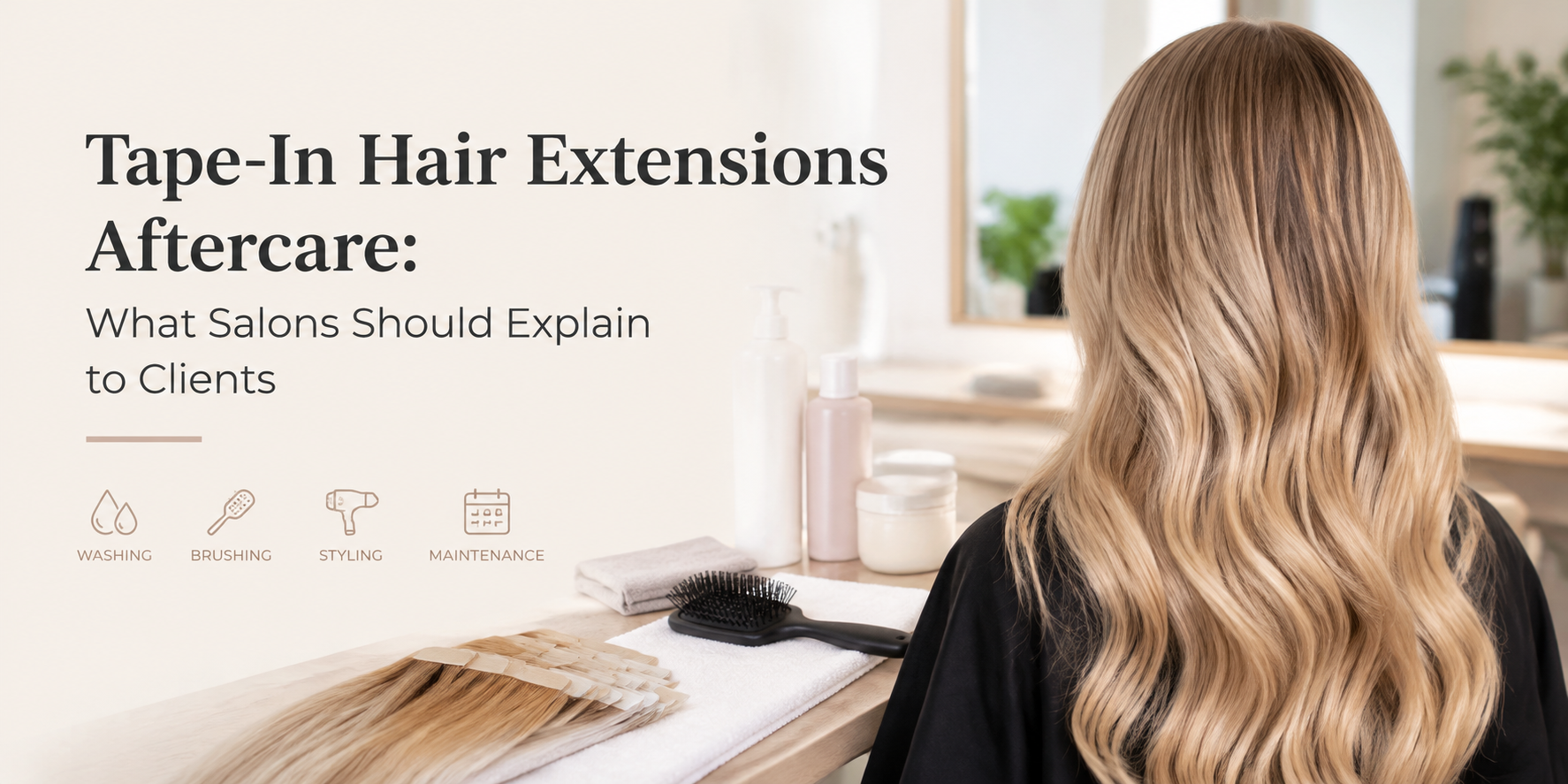 Cuidados a seguir à aplicação de extensões de cabelo com fita adesiva